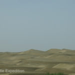 As the afternoon light changed, shadows flowed across the endless sand dunes like a moving water color.
