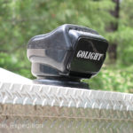 A roof mounted Golight® is controlled by a hand-held remote on the dash and in the camper.